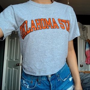 cropped Oklahoma State University T shirt